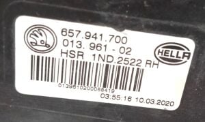 SKODA SCALA KAMIQ SAG SIS FARI 19-25 ORIJINAL CIKMA 657941700