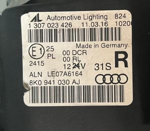 AUDI A4 B8 MAKYAJLI XENON SAG FAR 08-15 ORIJINAL CIKMA 1307023426 8K0941030AJ