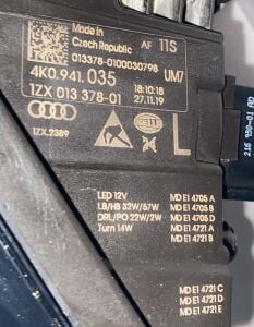 AUDI A6 C8 MATRIX FULL LED SOL FAR 20-24 ORIJINAL CIKMA 4K0941035 1ZX013378-01  (SIFIR AYARINDA TASIMA HATALI)