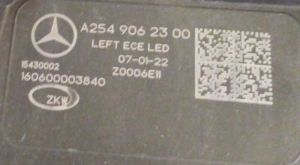 MERCEDES GLC CLASS W254 DIGITAL LED SOL FAR 22-25 ORIJINAL SIFIR A2549062300