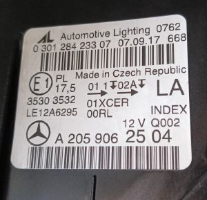 MERCEDES C CLASS W205 XENON SOL FAR 14-21 ORIJINAL CIKMA A2059062504