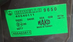 FIAT DOBLO 1 SISLI SAG FAR 01-05 ORIJINAL SIFIR 40540111