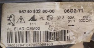 PEUGEOT 308 RCZ SOL FAR 10-15 ORIJINAL CIKMA 9674040280