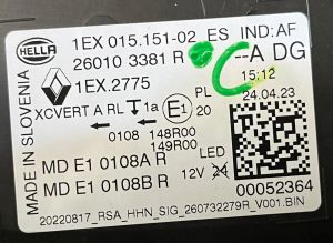 RENAULT AUSTRAL LED SAG FAR 22-25 ORIJINAL SIFIR 1EX015151-02 260103381R