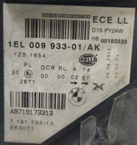 BMW Z4 E89 XENON SOL FAR 09-16 ORIJINAL CIKMA 1EL009933-01
