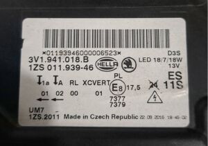 SKODA SUPERB III (B REFERANS) XENON LED SAG FAR 15-20 ORIJINAL CIKMA 3V1941018B 1ZS011939-46