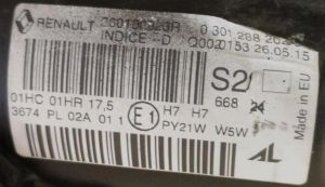 RENAULT MEGANE III MAKYAJLI SAG FAR 13-15 ORIJINAL CIKMA 260100923R
