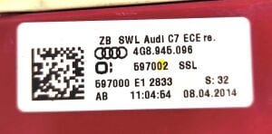 AUDI A7 C7 LED SAG DIS STOP 10-14 ORIJINAL CIKMA 4G8945096