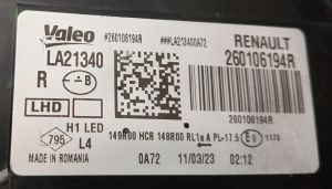 RENAULT DACIA DUSTER II FULL LED SAG FAR 22-24 ORIJINAL SIFIR 260106194R