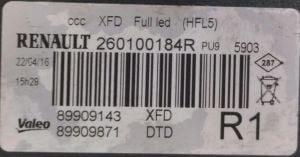 RENAULT TALISMAN FULL LED SAG FAR 15-20 ORIJINAL CIKMA 260100184R