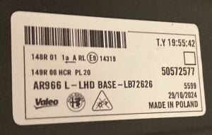 ALFA ROMEO MILANO JUNIOR MATRIX XENON LED SOL FAR 24-25 ORIJINAL SIFIR 50572577