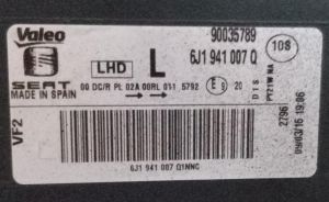 SEAT IBIZA IV 6J XENON LED MAKYAJLI SOL FAR 12-17 ORJINAL CIKMA 6J1941007Q