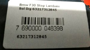 BMW 3 SERISI F30 F31 F35 F80 LED SOL DIS STOP 12-16 ORIJINAL CIKMA 63217312845