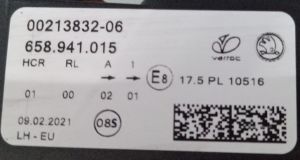 SKODA KAMIQ SOL FAR 19-23 ORIJINAL CIKMA 00213822-06 658941015