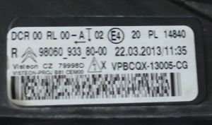 CITROEN DS5 LED XENON SAG FAR 11-15 ORIJINAL CIKMA 9806093380