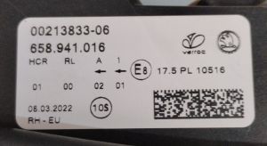 SKODA KAMIQ SAG FAR 19-23 ORIJINAL CIKMA 00213833-06 658941016