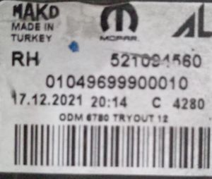 FIAT DOBLO IV SAG FAR 15-22 ORIJINAL CIKMA 52109256