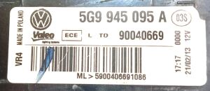 VOLKSWAGEN GOLF 7 SOL DIS STOP 05-13 ORIJINAL CIKMA 5G9945095A