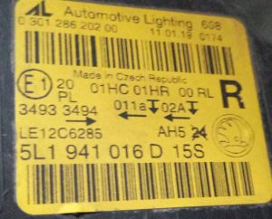 SKODA YETI SAG FAR 13-17 ORIJINAL CIKMA LE12C6285 5L1941016D