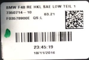 BMW X1 SERISI F48 LED SAG DIS STOP 16-19 ORIJINAL CIKMA 7350716-10 7350714-10 7488548-01