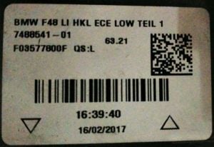 BMW X1 SERISI F48 LED SOL DIS STOP 16-19 ORIJINAL CIKMA 7350717-10 7488541-01 63217350711