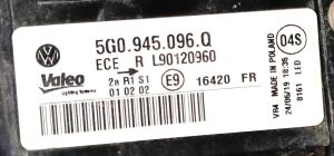 VOLKSWAGEN GOLF 7,5 LED SAG DIS STOP 17-20 ORIJINAL SIFIR 5G0945096Q