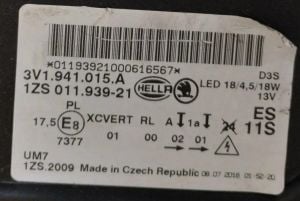 SKODA SUPERB III XENON LED SOL FAR 15-20 ORIJINAL CIKMA 1ZS011939-411 1ZS011939-21