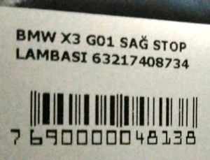 BMW X3 SERISI G01 LED SAG DIS STOP 18-21 ORIJINAL CIKMA 63217408734