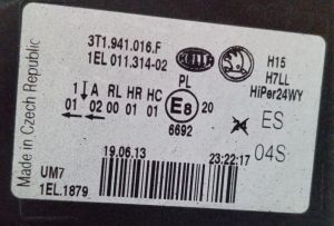 SKODA SUPERB II XENON SAG FAR 13-15 ORIJINAL CIKMA 3T1941016F