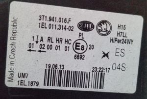 SKODA SUPERB II XENON SAG FAR 13-15 ORIJINAL CIKMA 3T1941016F