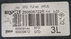 RENAULT TALISMAN LED SOL FAR 15-22 ORIJINAL CIKMA 260606722R