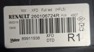 RENAULT TALISMAN LED SAG FAR 15-22 ORIJINAL CIKMA 260106724R