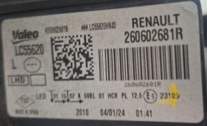 RENAULT MEGANE 4 MAKYAJLI LED SOL FAR 20-24 ORIJINAL CIKMA 260602681R