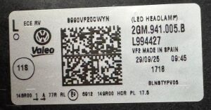 VOLKSWAGEN T-CROSS MAKYAJLI FULL LED SOL FAR 24-26 ORIJINAL CIKMA 2GM941005B