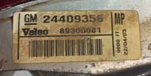 OPEL CORSA C SAG TAMPON REFKLEKTOR 03-06 ORIJINAL CIKMA 24409356 89305081