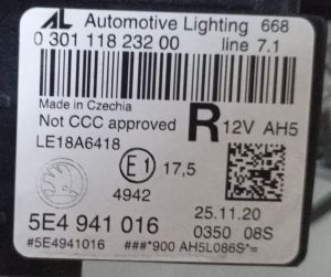 SKODA OCTAVIA IV FULL LED SAG FAR 19-23 ORIJINAL CIKMA 5E4941016
