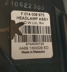 FORD FIESTA SAG FAR 08-13 ORIJINAL SIFIR  8A61 13W029 AA69 13W029