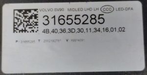 VOLVO S90 FULL LED SOL FAR 16-20 ORIJINAL CIKMA 31655198 31655285