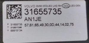 VOLVO S90 FULL LED SAG FAR 16-20 ORIJINAL CIKMA 31655735