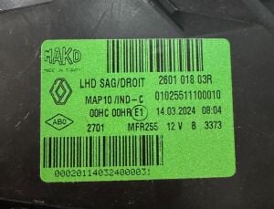 RENAULT FLUENCE XENON SAG FAR 10-12 ORIJINAL SIFIR 260101803R