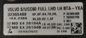 VOLVO XC60 FULL LED SOL FAR 18-23 ORIJINAL CIKMA 1EX.2385