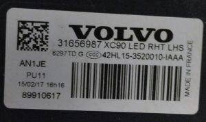 VOLVO XC90 FULL LED SOL FAR 17-23 ORIJINAL CIKMA 31655807 31656987
