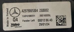 MERCEDES EQS CLASS W297 SOL STOP 23-26 ORIJINAL CIKMA A2979065304