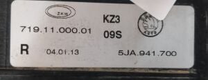 SKODA RAPID SAG SIS FARI 12-19 ORIJINAL CIKMA 5JA941700