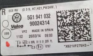 VOLKSWAGEN GOLF 7 XENON LED SAG FAR 14-17 ORIJINAL CIKMA 5G1941032 90024314