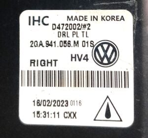 VOLKSWAGEN T-ROC SAG GUNDUZ FARI 19-23 ORIJINAL CIKMA 2GA941056M