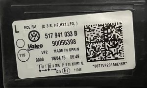 VOLKSWAGEN GOLF 7 SPORTSVAN XENON LED SOL FAR 14-17 ORIJINAL CIKMA 517941033B