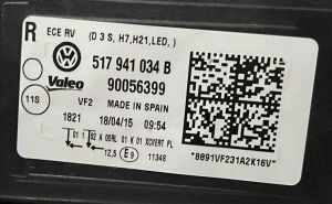 VOLKSWAGEN GOLF 7 SPORTSVAN XENON LED SAG FAR 14-17 ORIJINAL CIKMA 517941034B