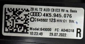 AUDI A6 C8 LED SAG IC STOP 19-24 ORIJINAL SIFIR 4K5945076