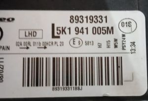 VOLKSWAGEN GOLF 6 SOL FAR 08-13 ORIJINAL CIKMA 5K1941005M 5K1941005P